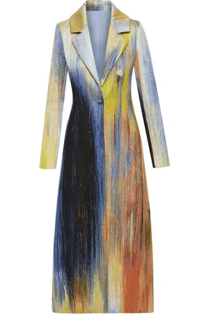Oscar de la Renta Brush-print jacquard silk coat