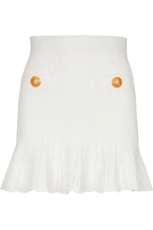 Balmain Peplum-hem knitted mini skirt