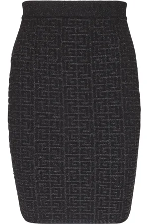 Balmain PB-intarsia knitted mini skirt