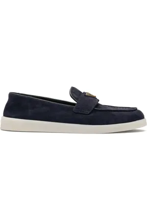 Prada Enamel triangle-logo leather loafers