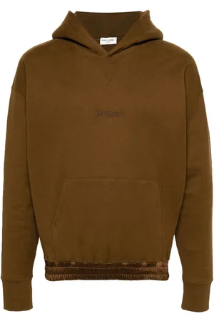 Saint Laurent Logo-embroidered cotton hoodie