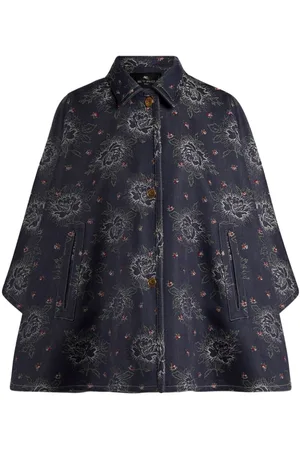 Etro Floral-pattern jacquard denim cape