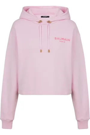 Balmain Flocked-logo cotton hoodie