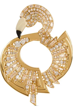 Balmain Flamingo crystal-embellished brooch