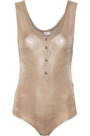 Saint Laurent Scoop-neck silk bodysuit