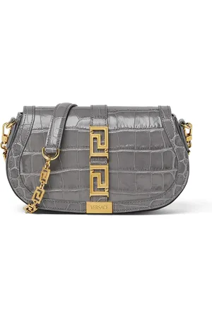 VERSACE Greca Goddess croc-effect shoulder bag