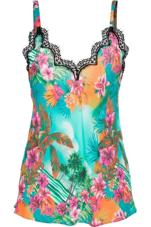 Roberto Cavalli Hawaii-print crepe tank top