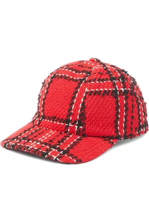 Msgm Plaid-embroidered baseball cap