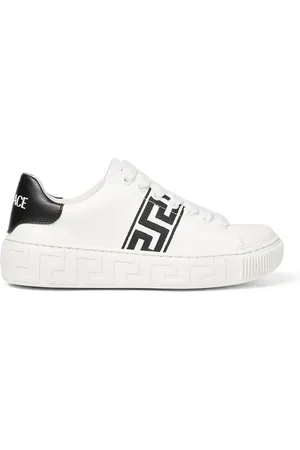 VERSACE Greca-embroidered leather sneakers