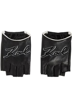 Karl Lagerfeld Signature fingerless leather gloves