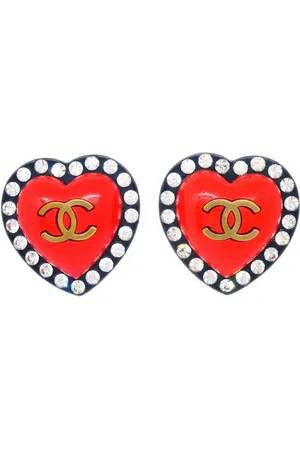 CHANEL 1995 CC heart clip-on earrings