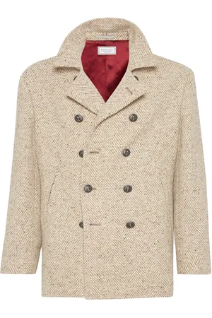 Brunello Cucinelli Herringbone wool peacoat