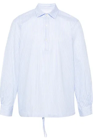 OFFICINE GENERALE Drawstring-hem striped shirt