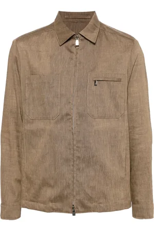 corneliani M??lange-effect zip-up shirt jacket
