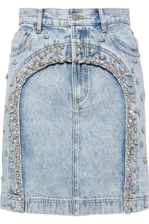 Acler Crystal-embellished denim miniskirt