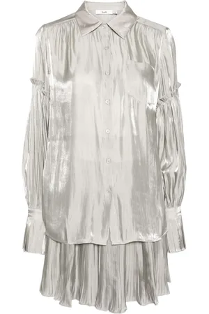 B+AB Pleated metallic-effect skirt set