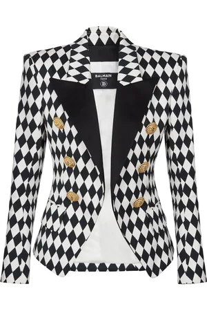Balmain Diamond-print peak-lapel blazer