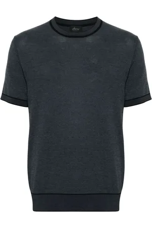 BRIONI Stripe-trim cotton T-shirt