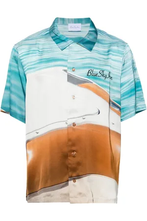 BLUE SKY INN Boat-print satin shirt