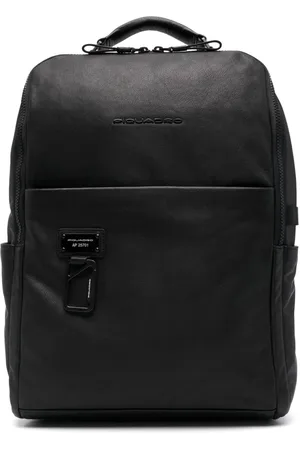Piquadro Logo-plaque leather laptop backpack