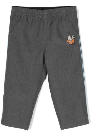 Gucci Logo-embroidered chambray chino trousers