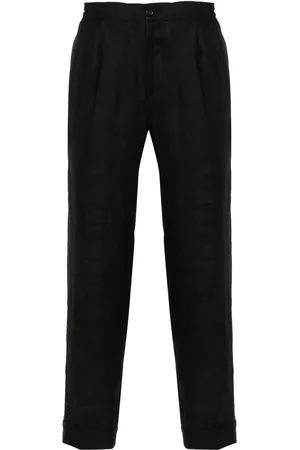 Kiton Pressed-crease linen trousers