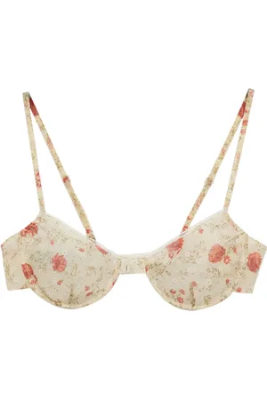 Prada Floral-print lace-trim bra