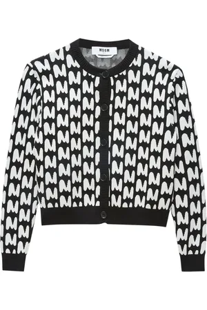 Msgm Intarsia-knit logo cardigan