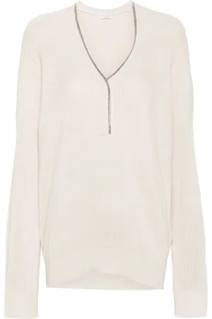 Brunello Cucinelli Monili-chain ribbed jumper