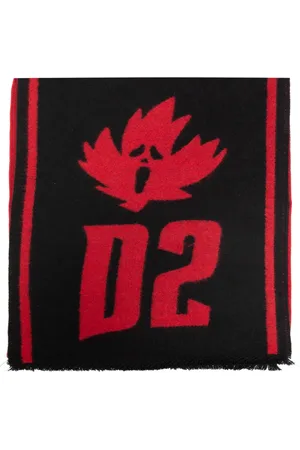 Dsquared2 D2 logo frayed scarf