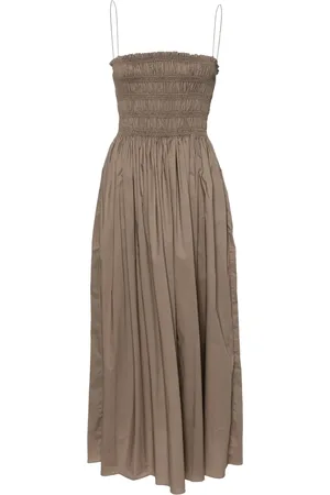 MATTEAU Shirred-panel poplin midi dress
