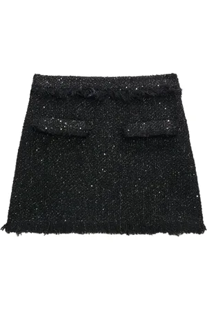 Msgm Frayed-trim bouclé miniskirt