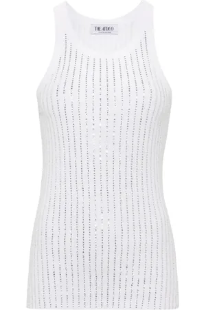 The Attico Rhinestone-embellished cotton tank top