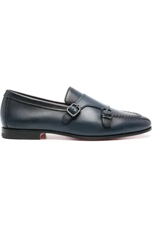 santoni Double-buckle leather Monk shoes