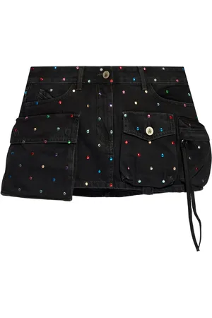 The Attico Rhinestone-embellished denim skirt