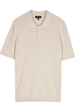 THEORY Short-sleeve cable-knit polo shirt