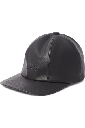 Msgm Logo-embroidered leather cap