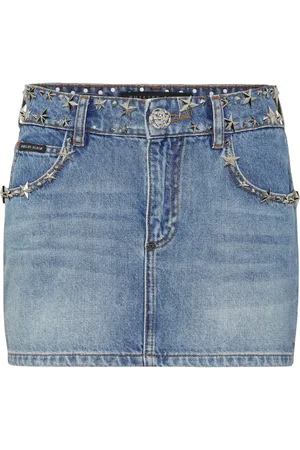 Philipp Plein Star stud-embellishment denim skirt