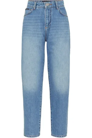 Philipp Plein Logo-appliqu?? high-rise tapered jeans