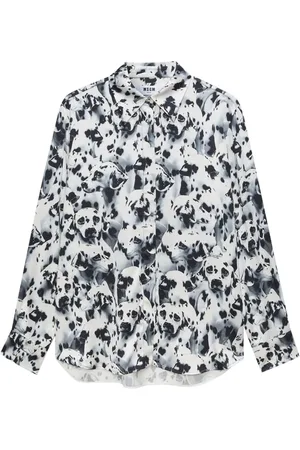 Msgm Abstract-print point-collar shirt