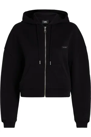 Karl Lagerfeld Logo patch zipped hoodie