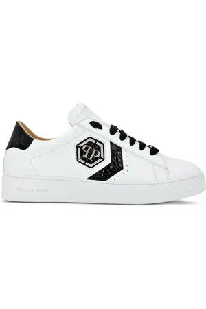 Philipp Plein Logo-patch panelled leather sneakers