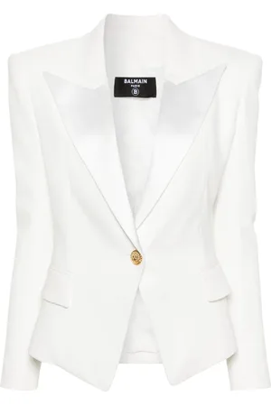 Balmain Satin-lapel crepe blazer