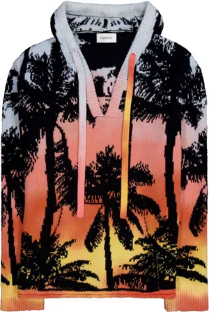 LANEUS Plam-jacquard knitted hoodie