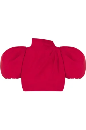 Moschino Puff-sleeved cropped top