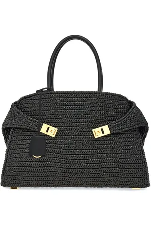 Salvatore Ferragamo Medium The Hug raffia tote bag