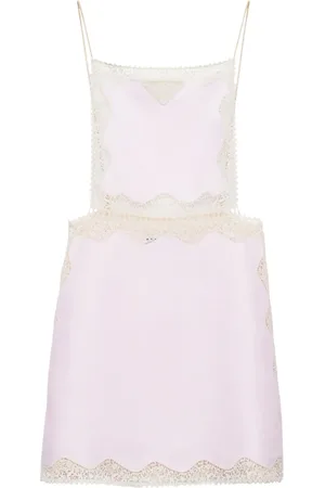 Prada Lace-trimmed linen minidress