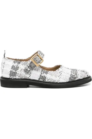 Thom Browne Tartan-check tweed ballerina shoes