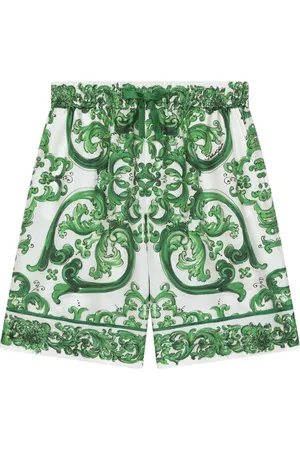 Dolce & Gabbana Majolica-print silk drawstring shorts