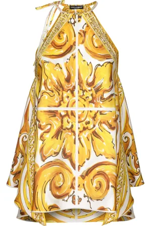 Dolce & Gabbana Majolica-print halterneck topy